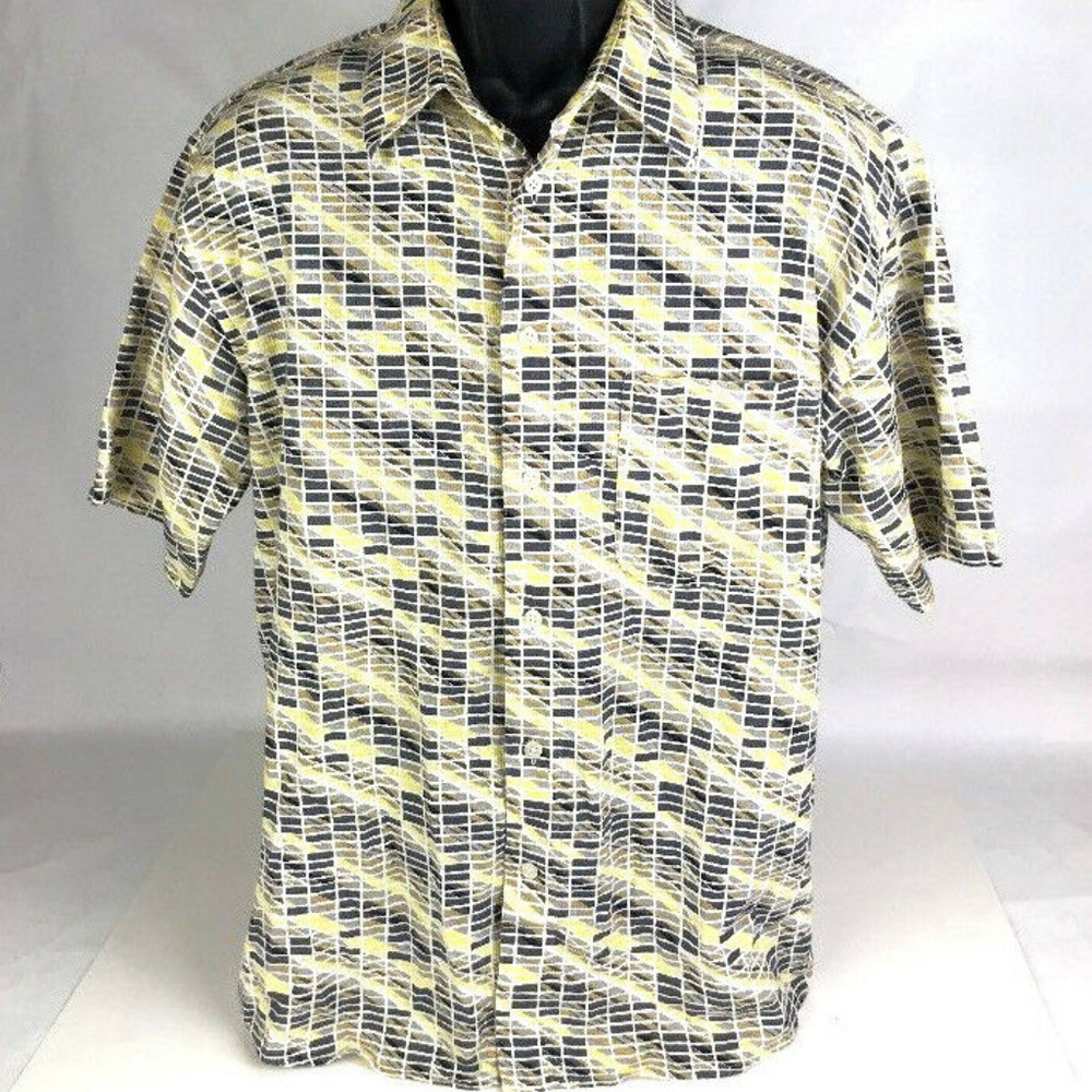 TUSCAN Men's 100% Cotton Yellow Button Down Shirt